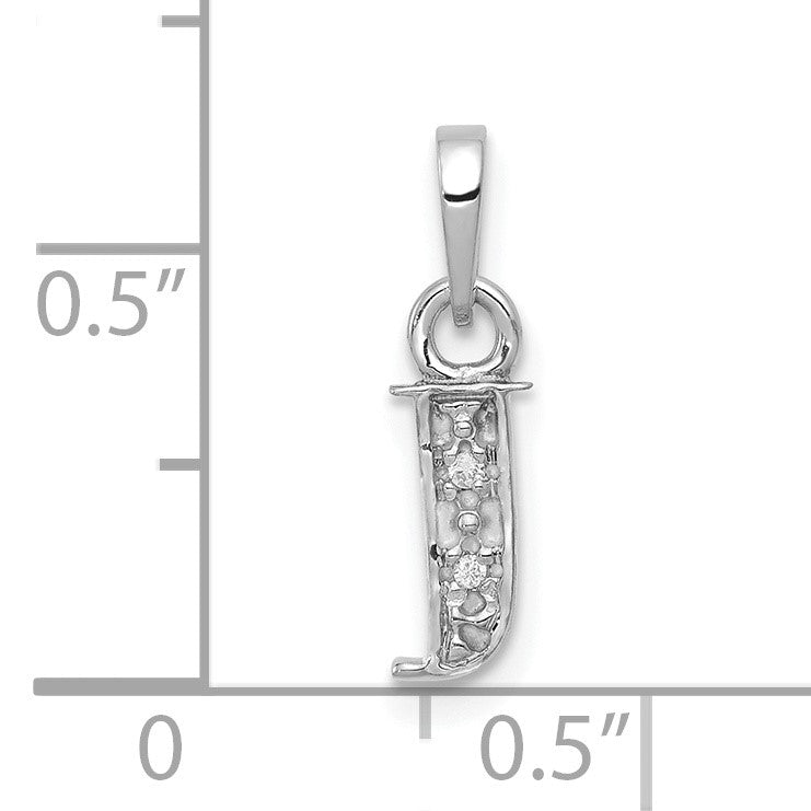 14KW Rhodium-plated Diamond Letter J Initial Pendant