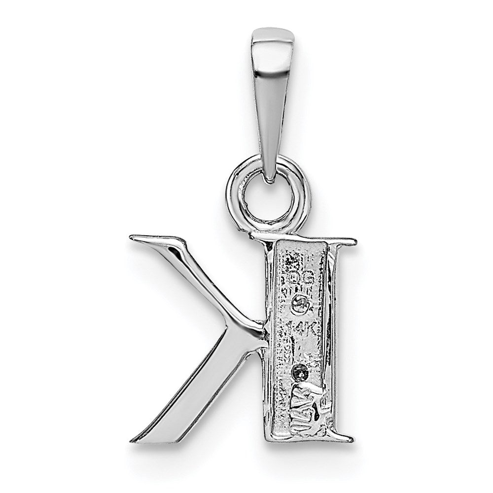 14KW Rhodium-plated Diamond Letter K Initial Pendant