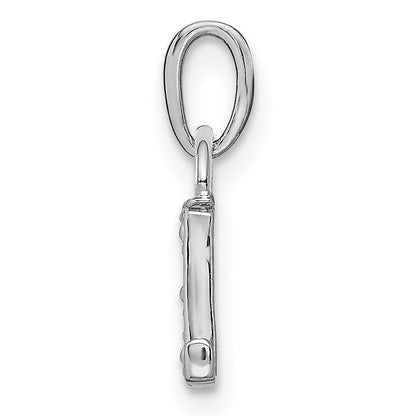 14KW Rhodium-plated Diamond Letter L Initial Pendant