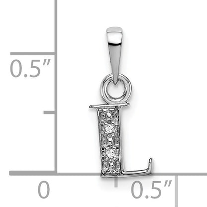14KW Rhodium-plated Diamond Letter L Initial Pendant