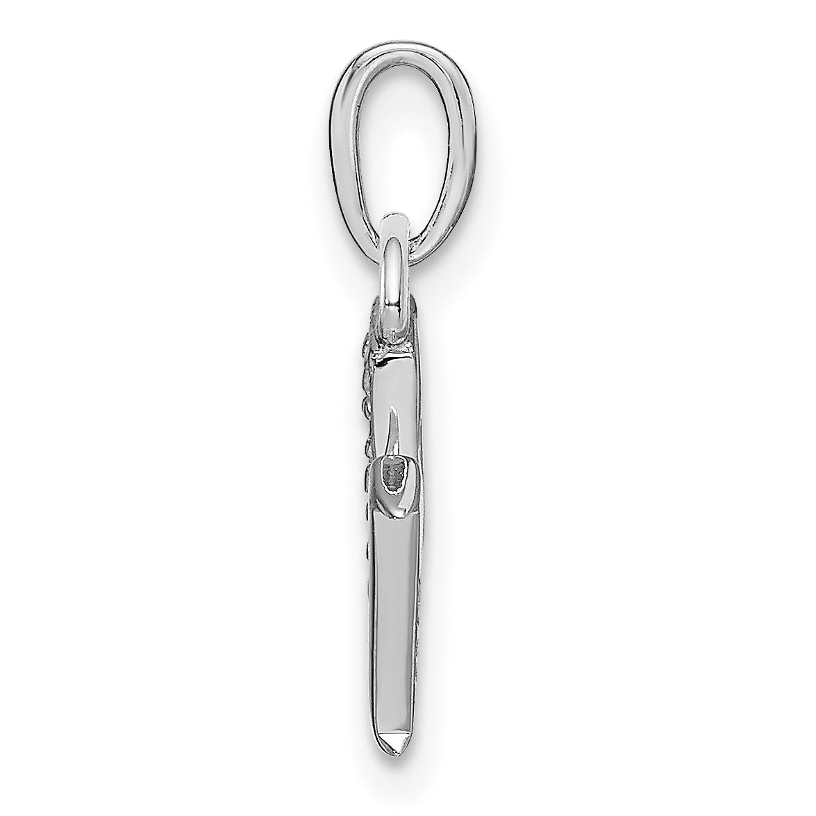 14KW Rhodium-plated Diamond Letter M Initial Pendant