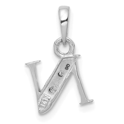 14KW Rhodium-plated Diamond Letter N Initial Pendant