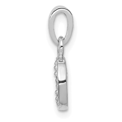 14KW Rhodium-plated Diamond Letter O Initial Pendant