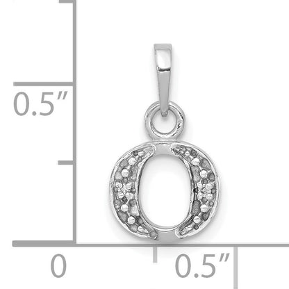14KW Rhodium-plated Diamond Letter O Initial Pendant