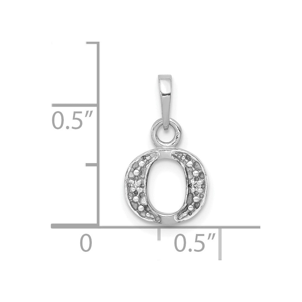 14KW Rhodium-plated Diamond Letter O Initial Pendant