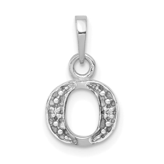 14KW Rhodium-plated Diamond Letter O Initial Pendant