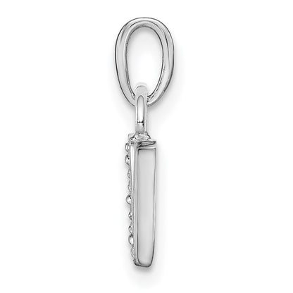14KW Rhodium-plated Diamond Letter V Initial Pendant