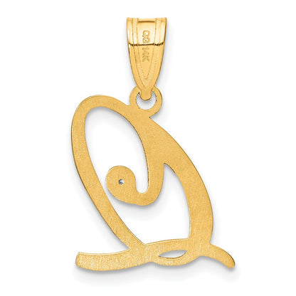 14KY Script Letter Q Initial Pendant with Diamond