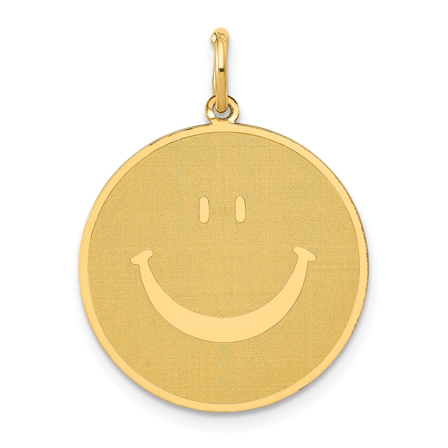 14k Solid Polished Smiley Face Pendant