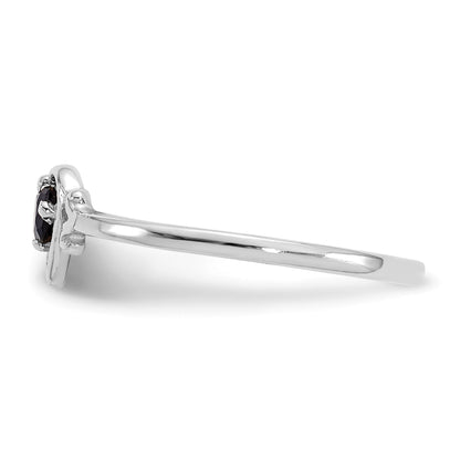 14K White Gold 3mm Round Sapphire Birthstone Heart Ring