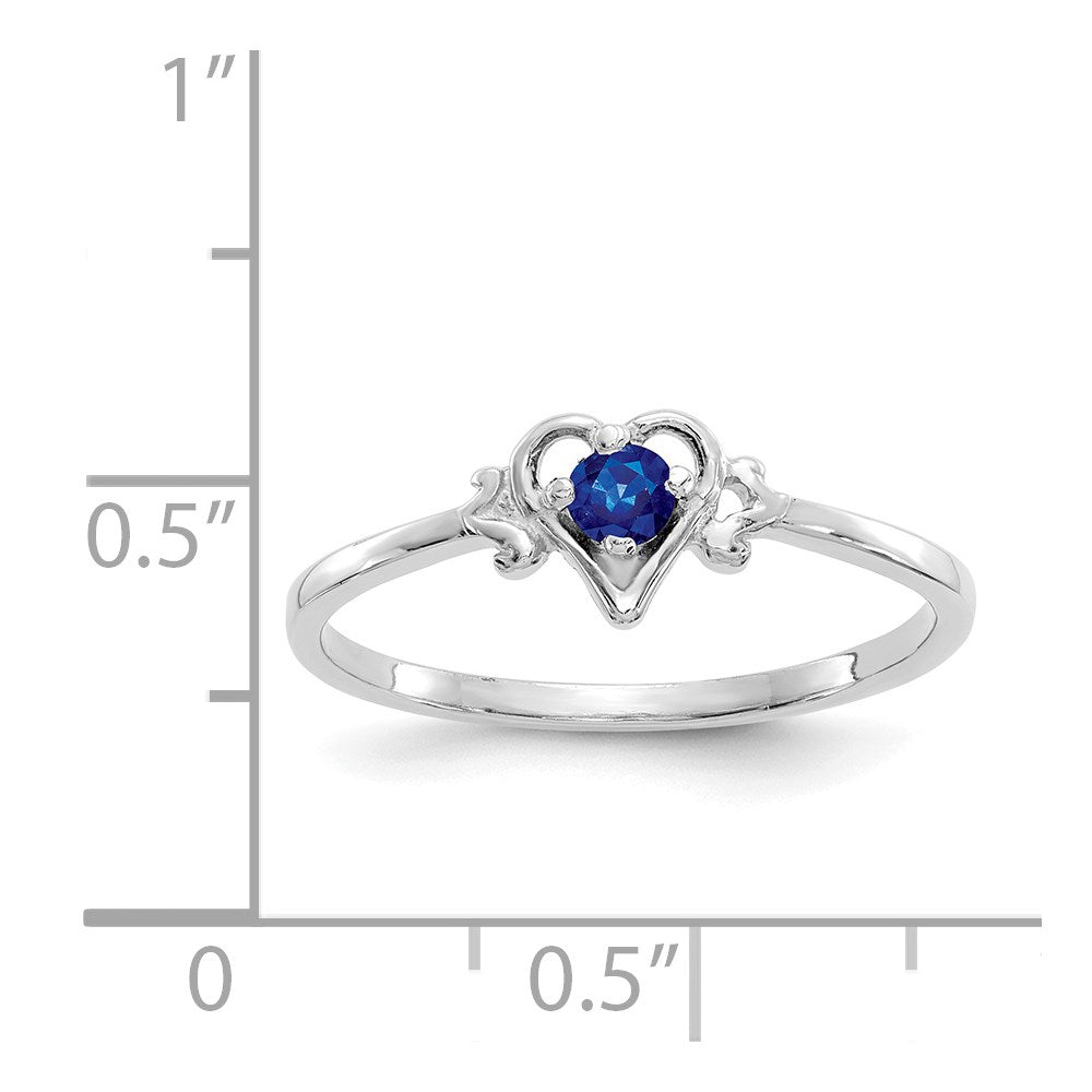 14K White Gold Sapphire Birthstone Heart Ring