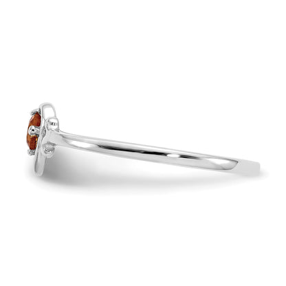 14K White Gold 3mm Round Citrine Birthstone Heart Ring