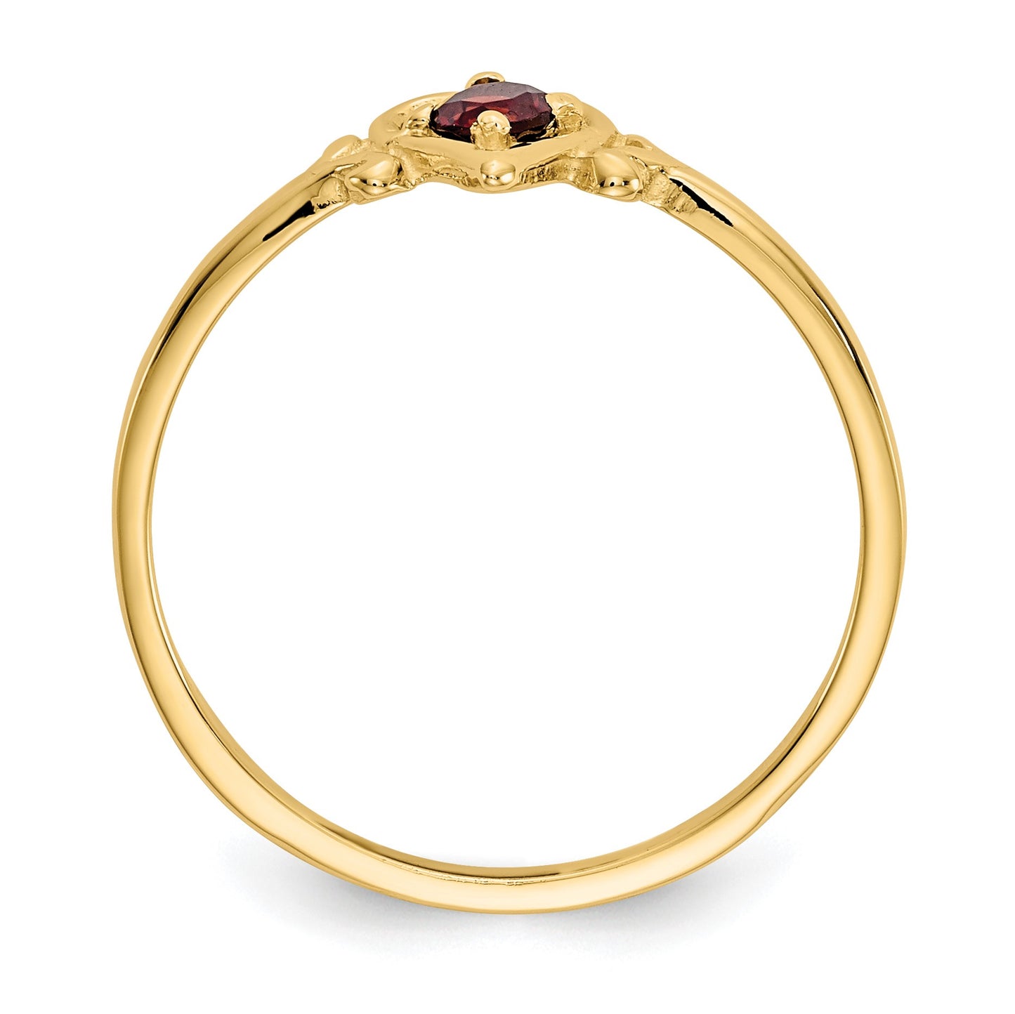 14k 3mm Round Garnet Birthstone Heart Ring