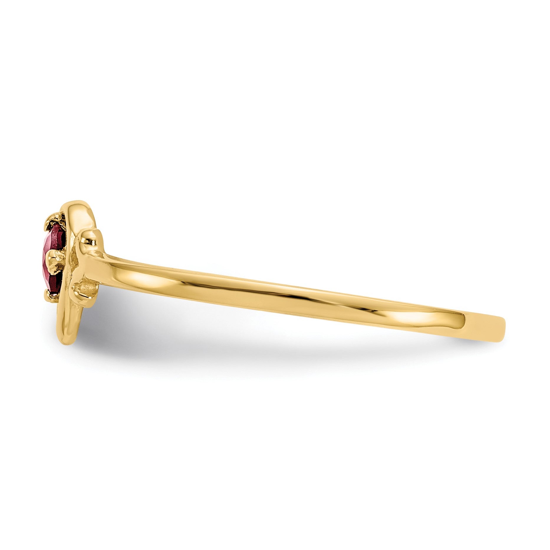14k 3mm Round Garnet Birthstone Heart Ring