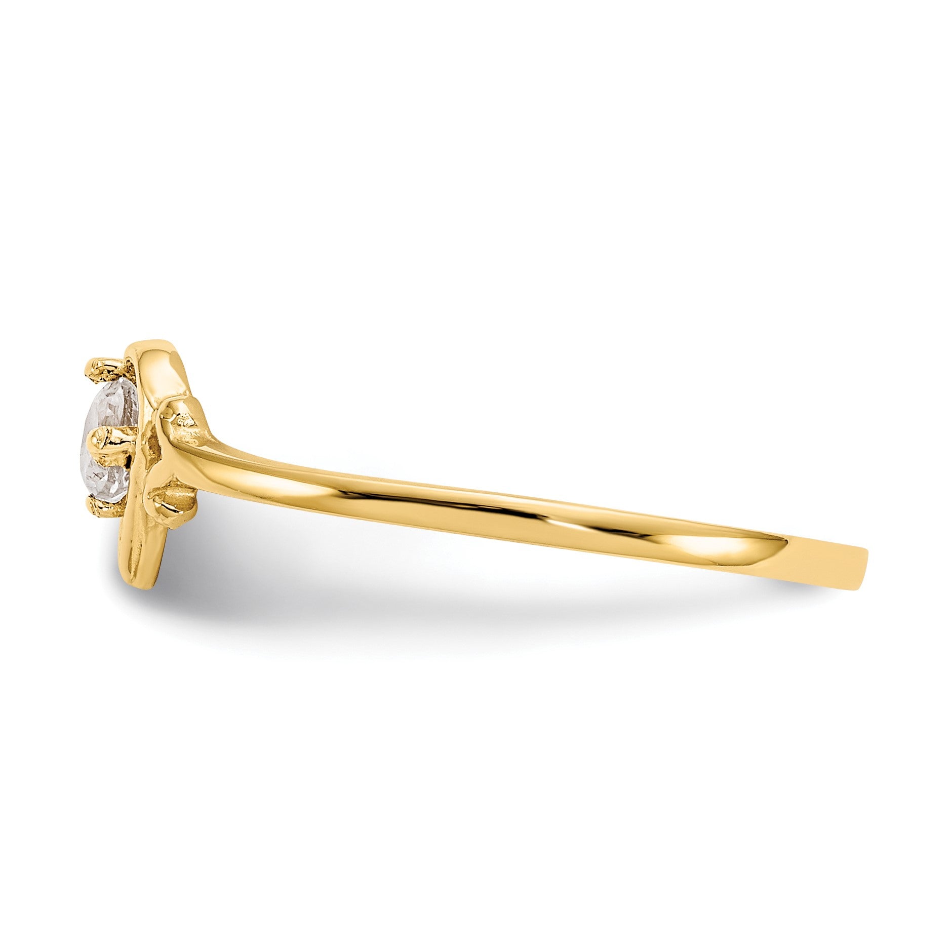 14k 3mm Round White Topaz Birthstone Heart Ring