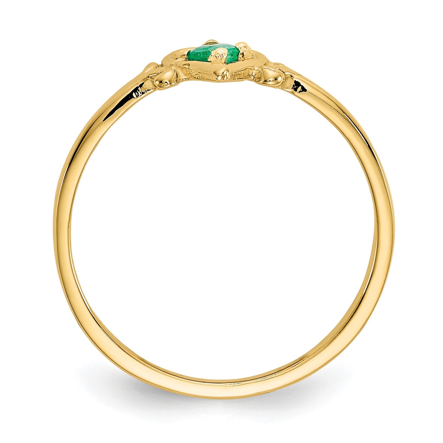 14k 3mm Round Emerald Birthstone Heart Ring