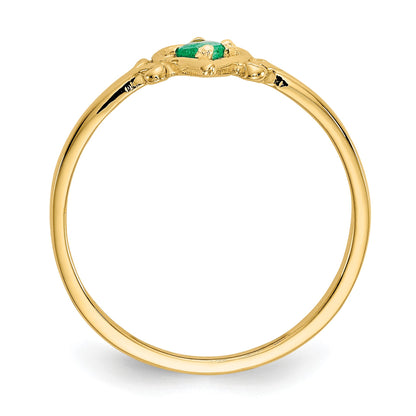 14k 3mm Round Emerald Birthstone Heart Ring