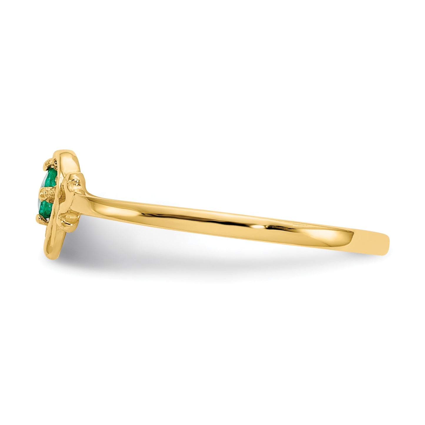 14k 3mm Round Emerald Birthstone Heart Ring