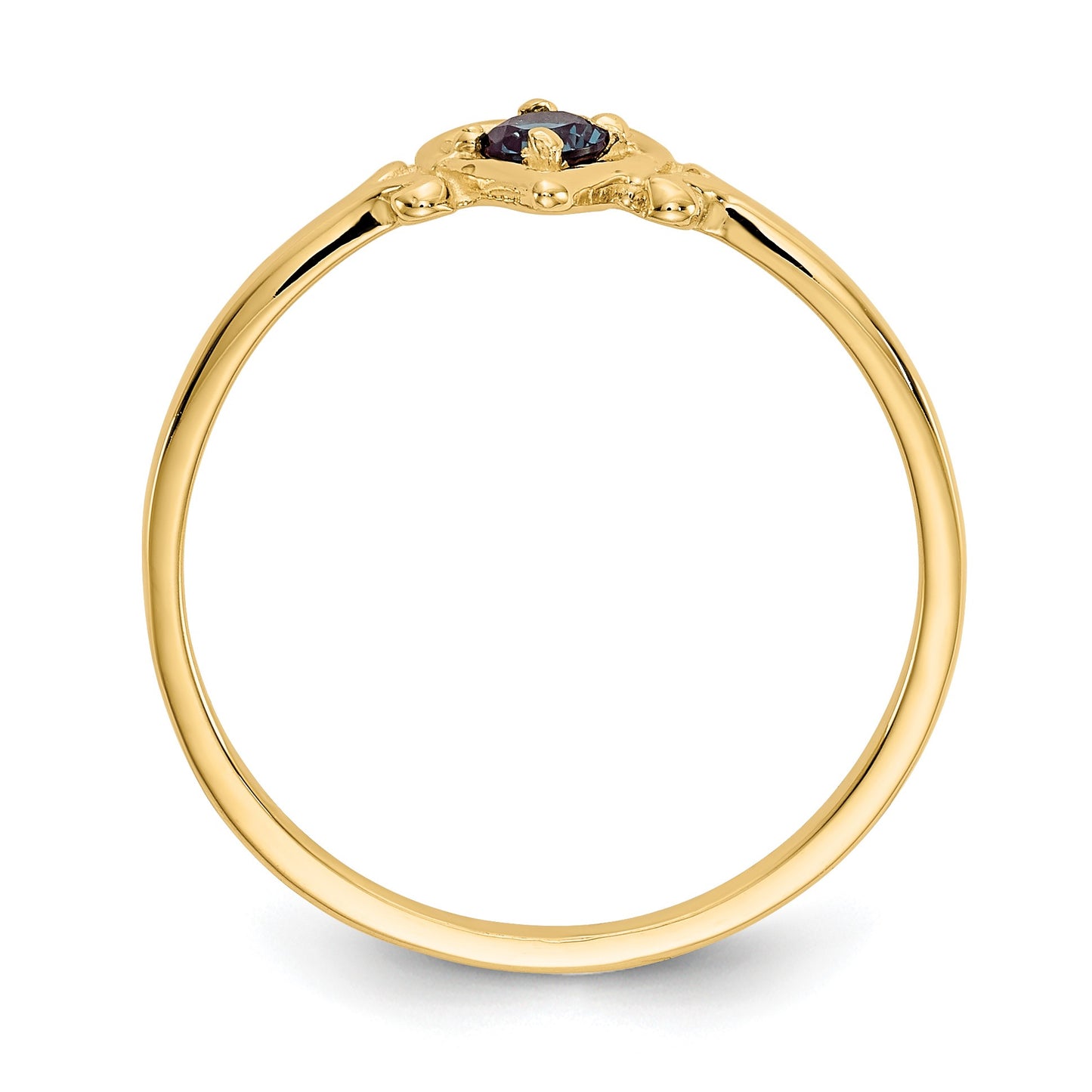 14k 3mm Round Lab Created Alexandrite Birthstone Heart Ring