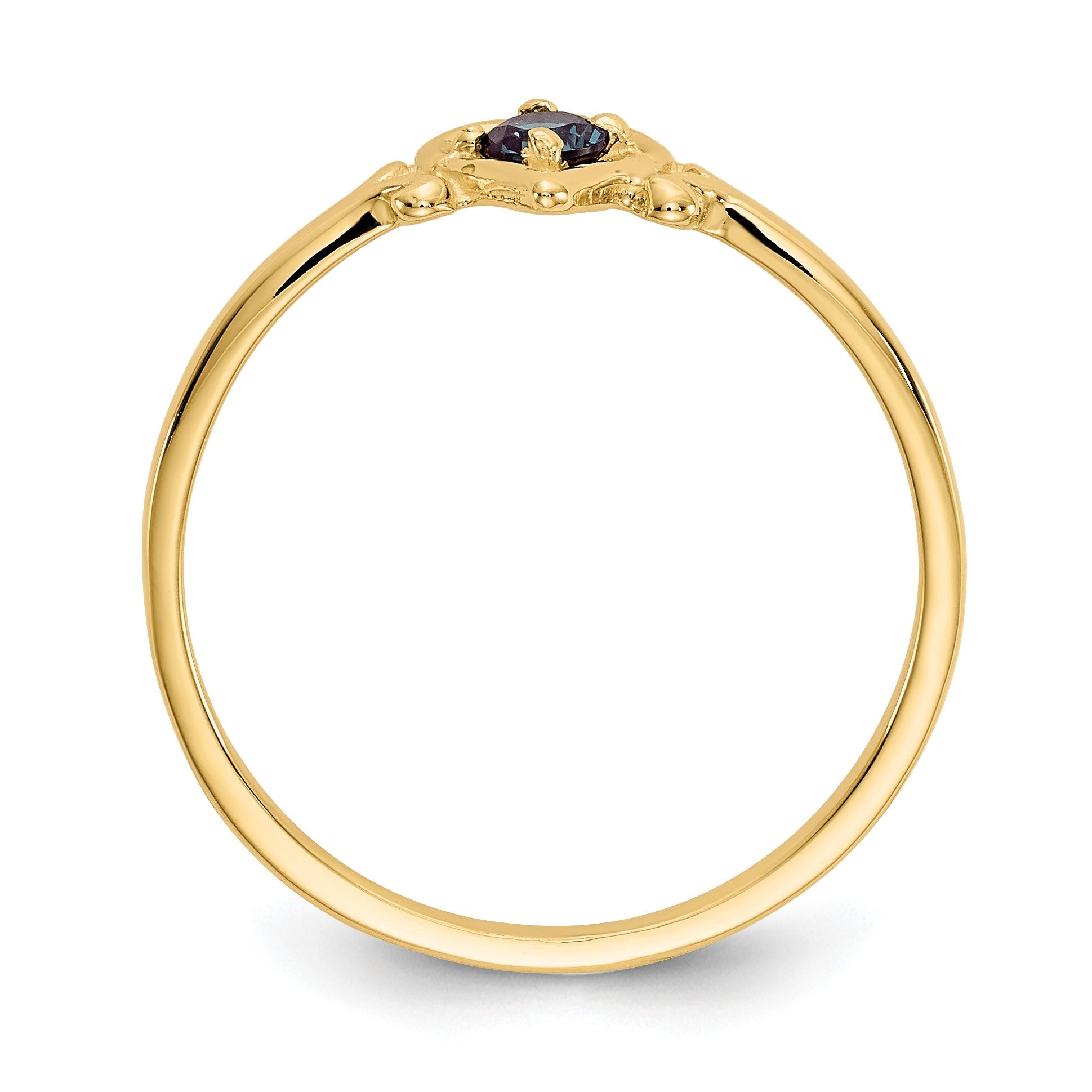 14k 3mm Round Lab Created Alexandrite Birthstone Heart Ring