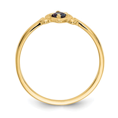 14k 3mm Round Lab Created Alexandrite Birthstone Heart Ring