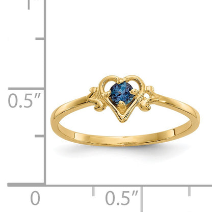 14k 3mm Round Lab Created Alexandrite Birthstone Heart Ring