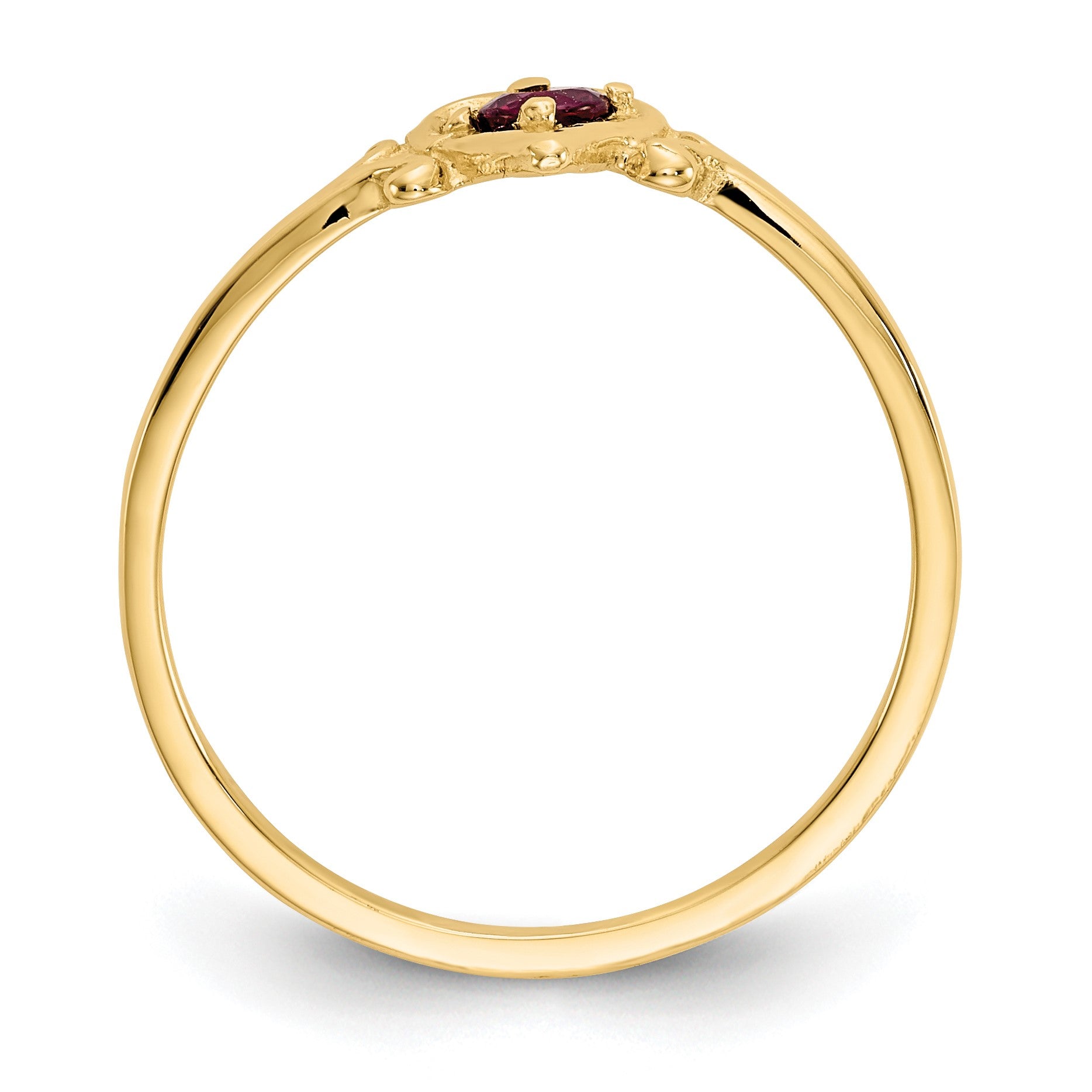 14k 3mm Round Ruby Birthstone Heart Ring
