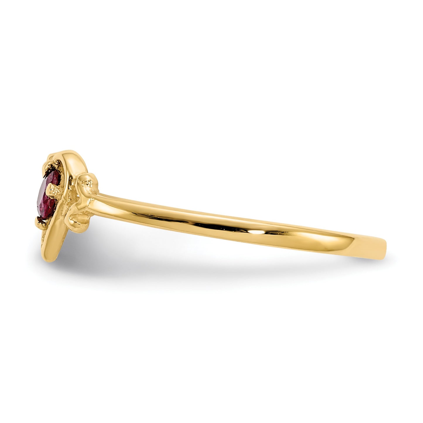 14k 3mm Round Ruby Birthstone Heart Ring