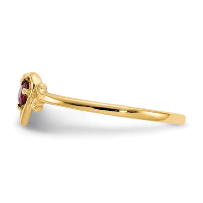14k 3mm Round Ruby Birthstone Heart Ring