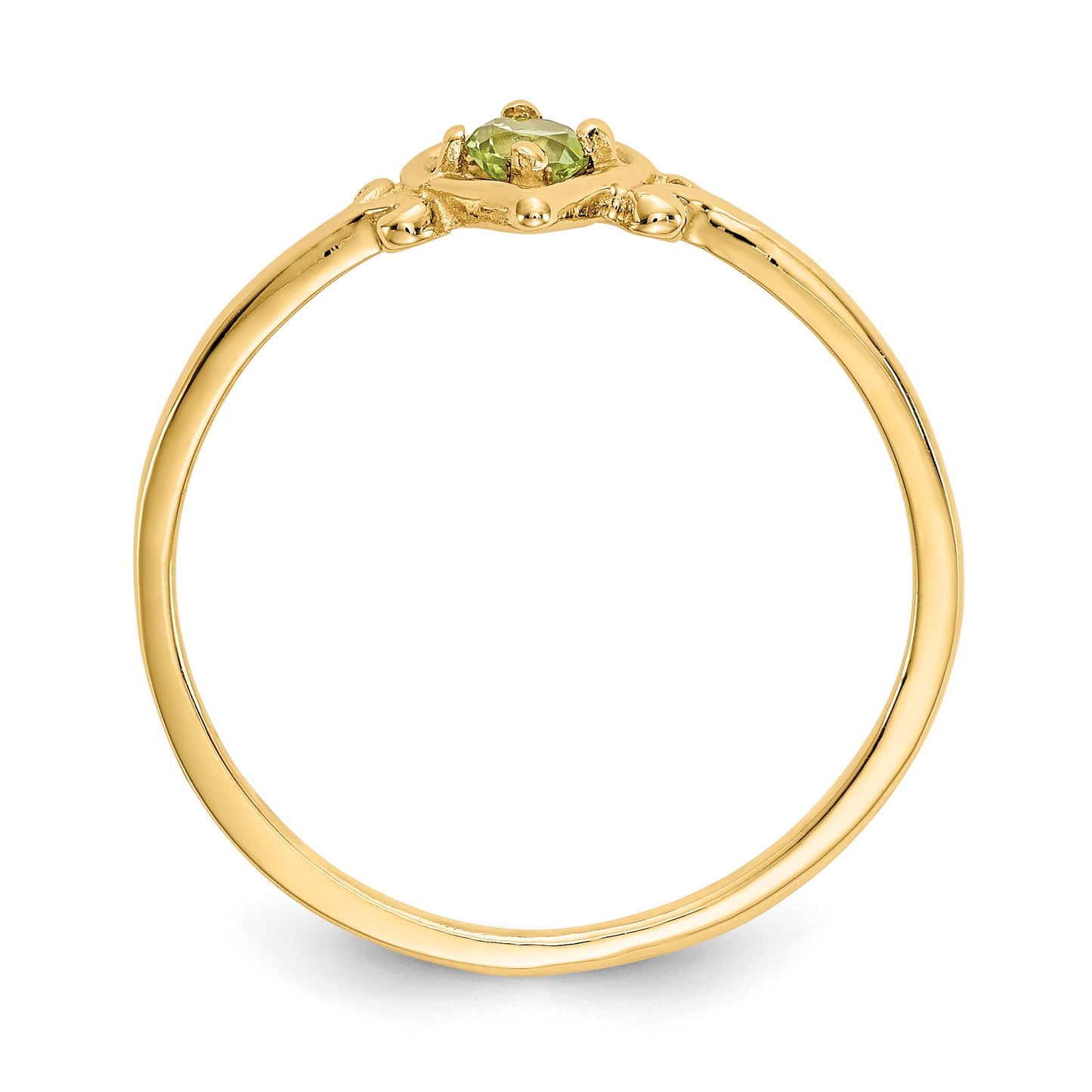14k 3mm Round Peridot Birthstone Heart Ring