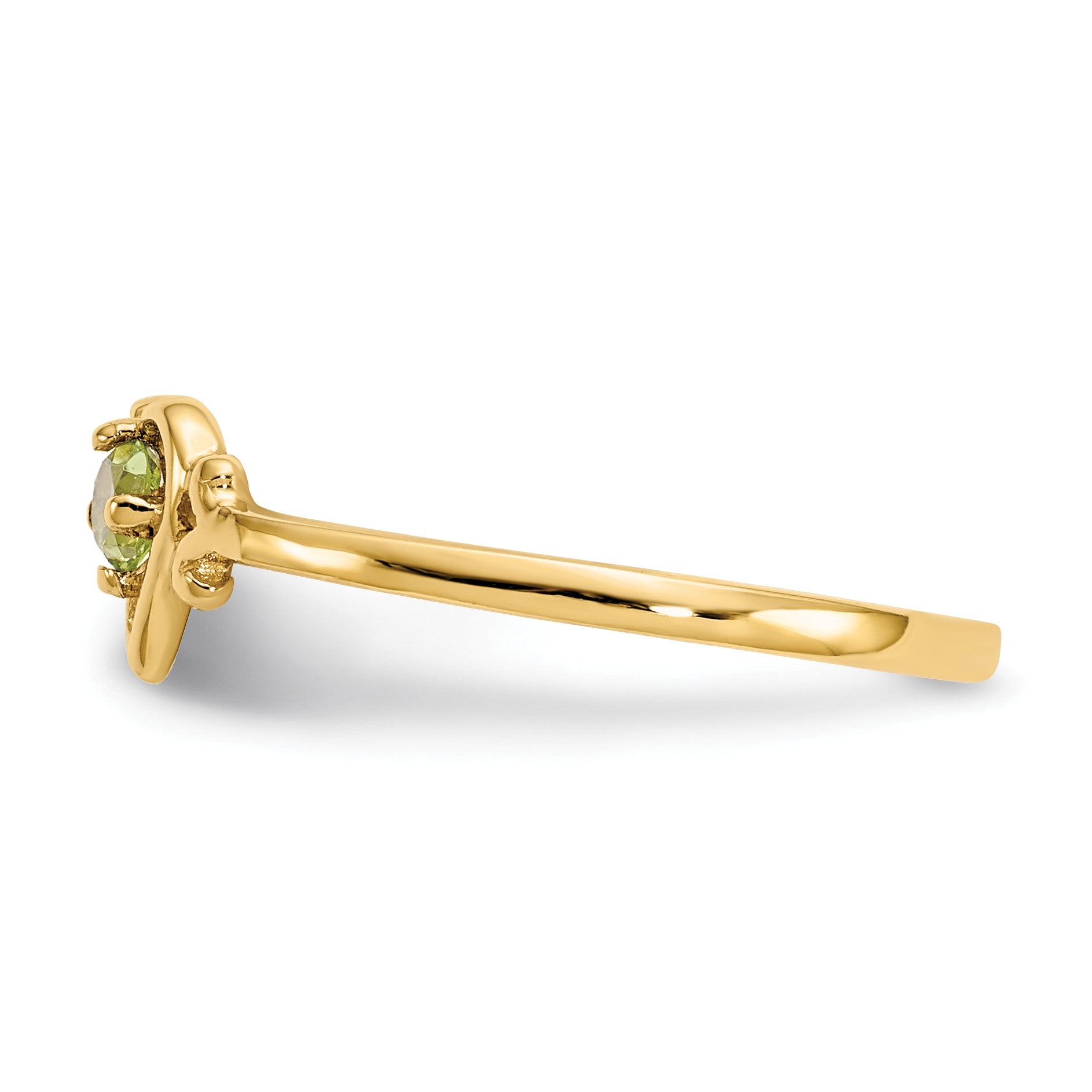 14k 3mm Round Peridot Birthstone Heart Ring