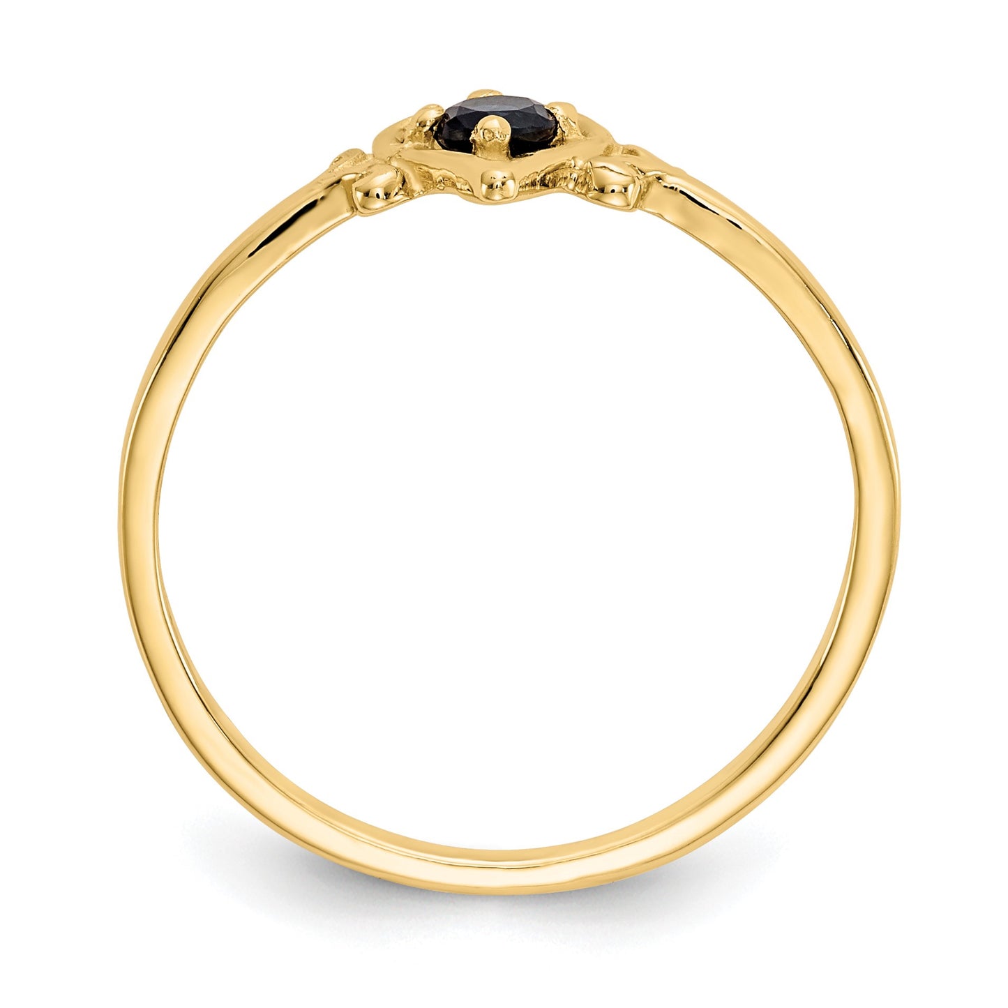 14k 3mm Round Sapphire Birthstone Heart Ring