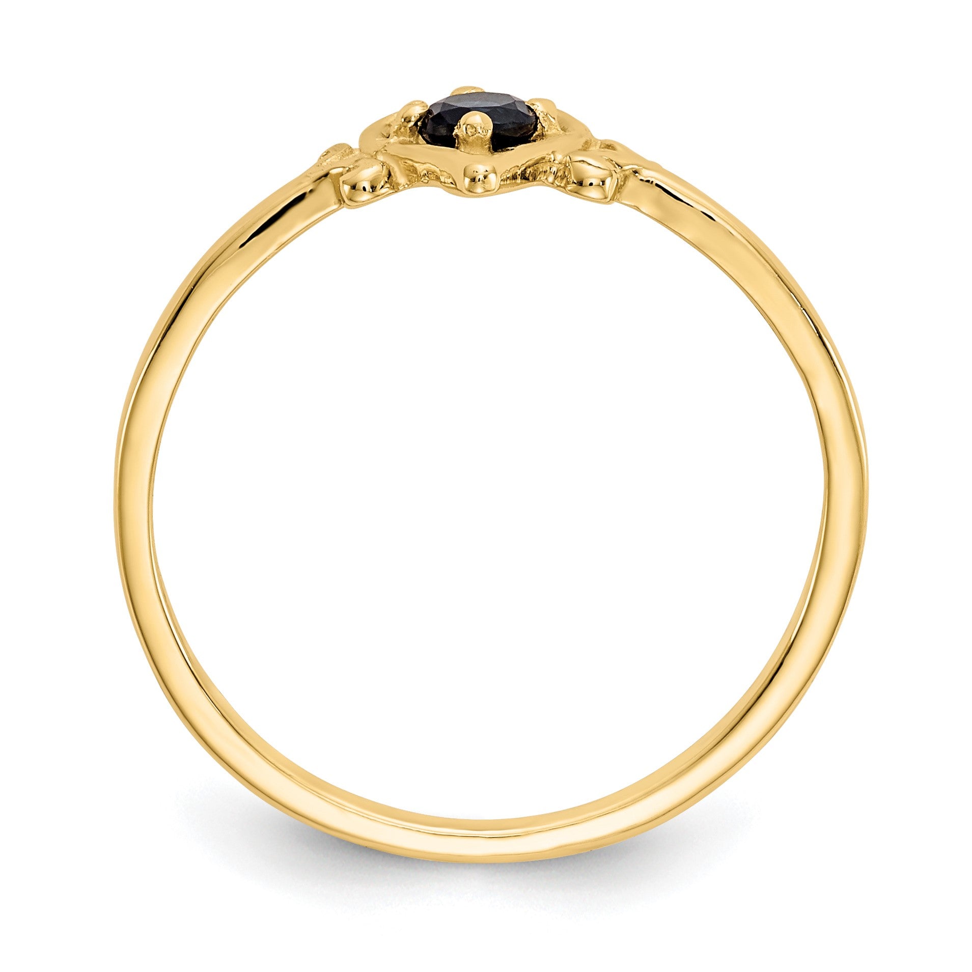 14k 3mm Round Sapphire Birthstone Heart Ring