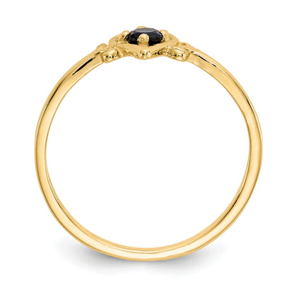 14k 3mm Round Sapphire Birthstone Heart Ring