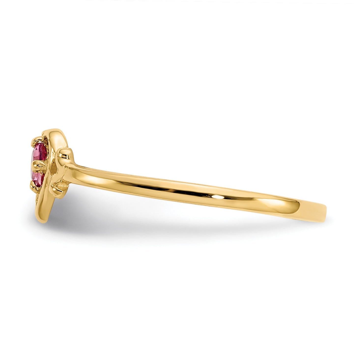 14k 3mm Round Pink Tourmaline Birthstone Heart Ring
