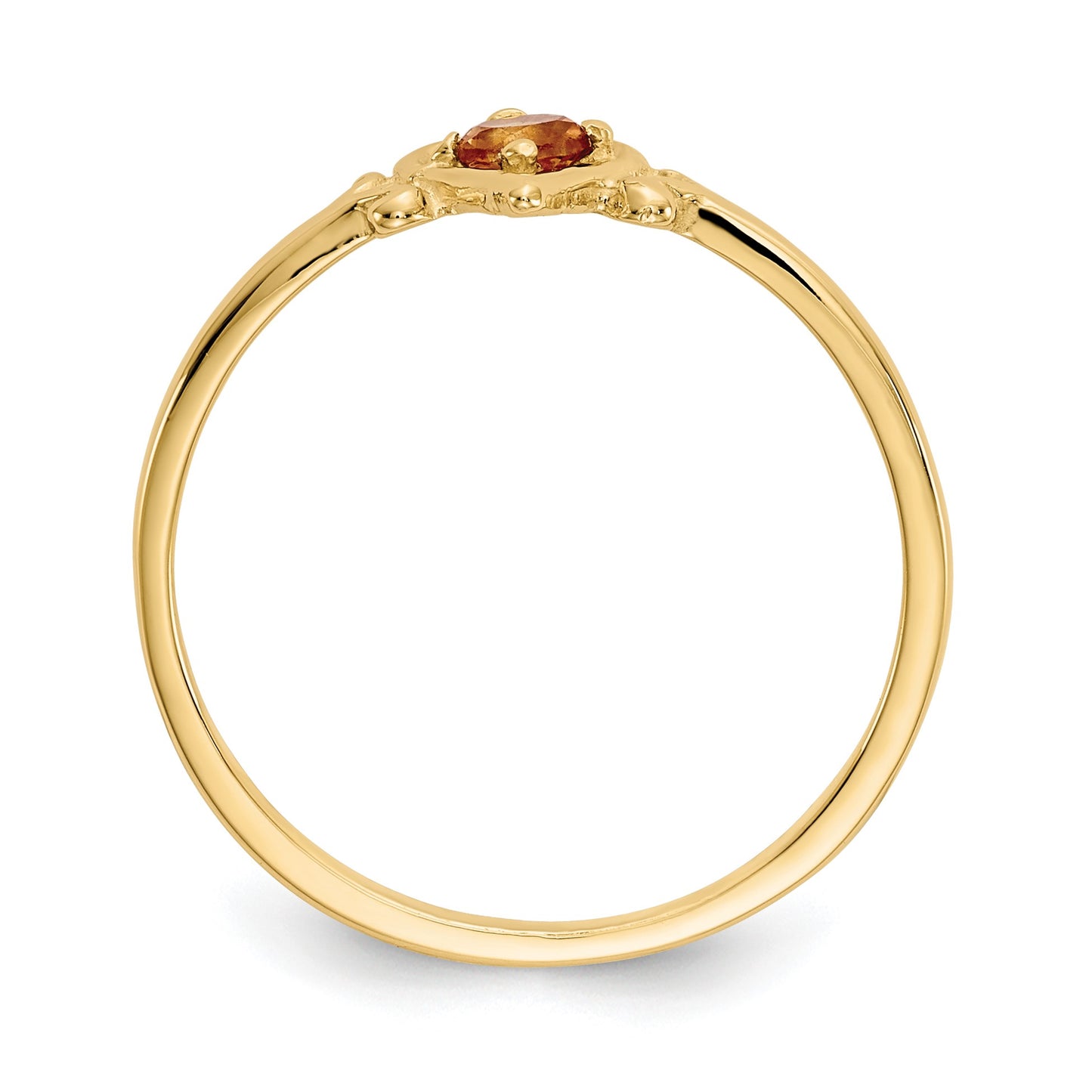 14k 3mm Round Citrine Birthstone Heart Ring