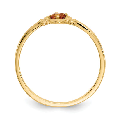 14k 3mm Round Citrine Birthstone Heart Ring