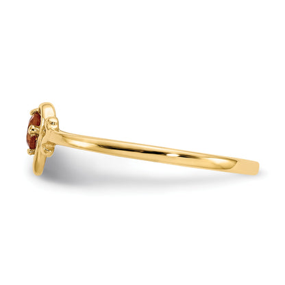 14k 3mm Round Citrine Birthstone Heart Ring
