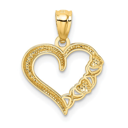 14k and White Rhodium Polished -X- and Heart Pendant
