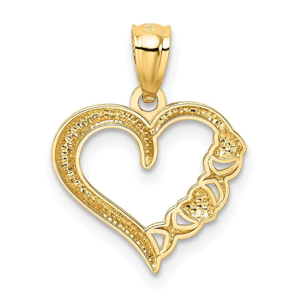 14Kw/White Rhodium Polished Heart and -X- Pendant