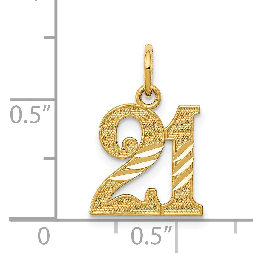 14k Diamond-cut 21 Pendant