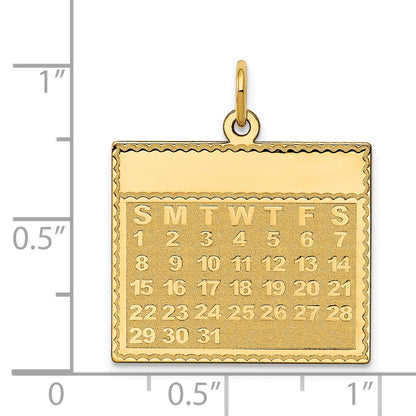 14k Sunday the First Day Engravable Calendar Pendant