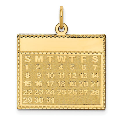 14k Sunday the First Day Engravable Calendar Pendant
