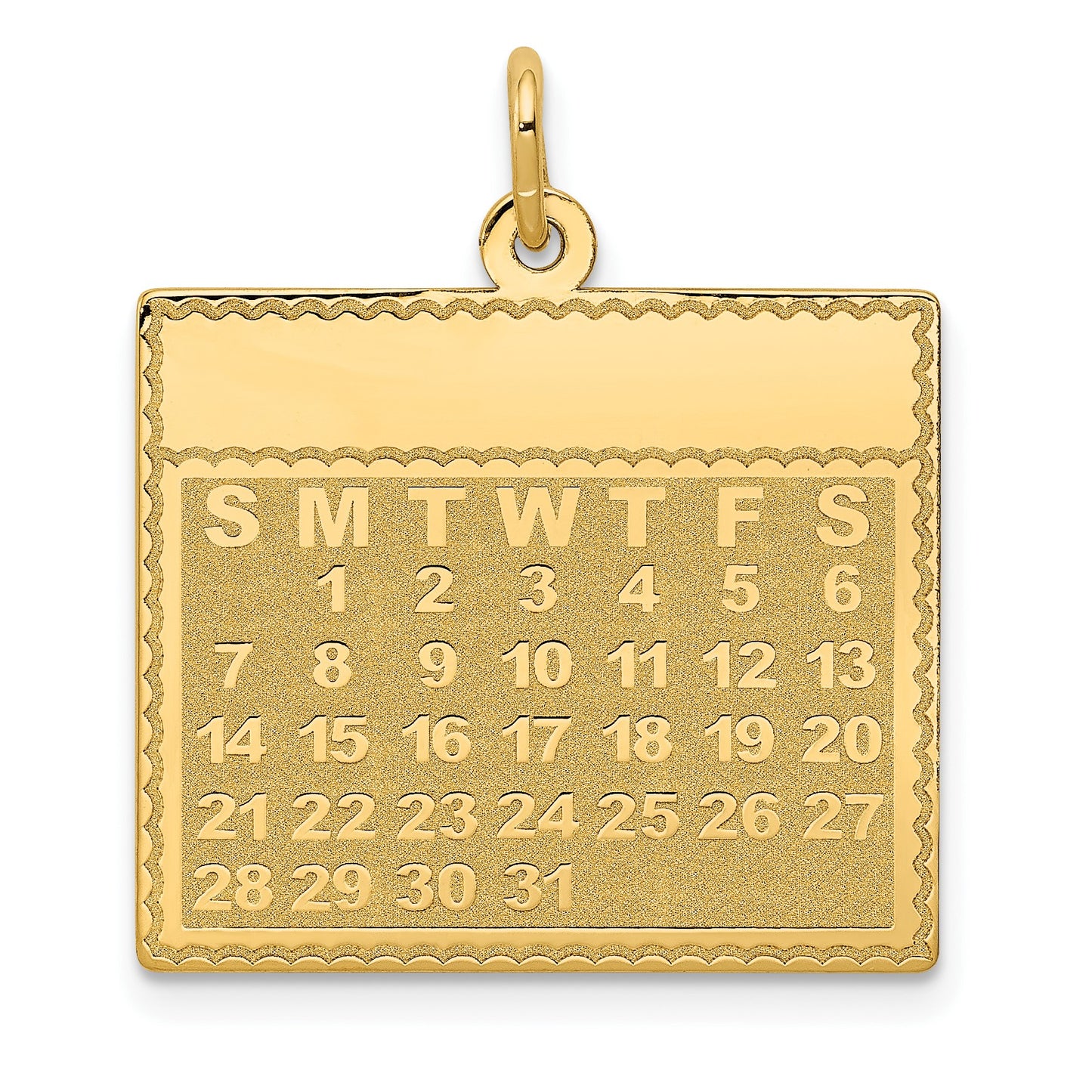 14k Monday the First Day Engravable Calendar Pendant