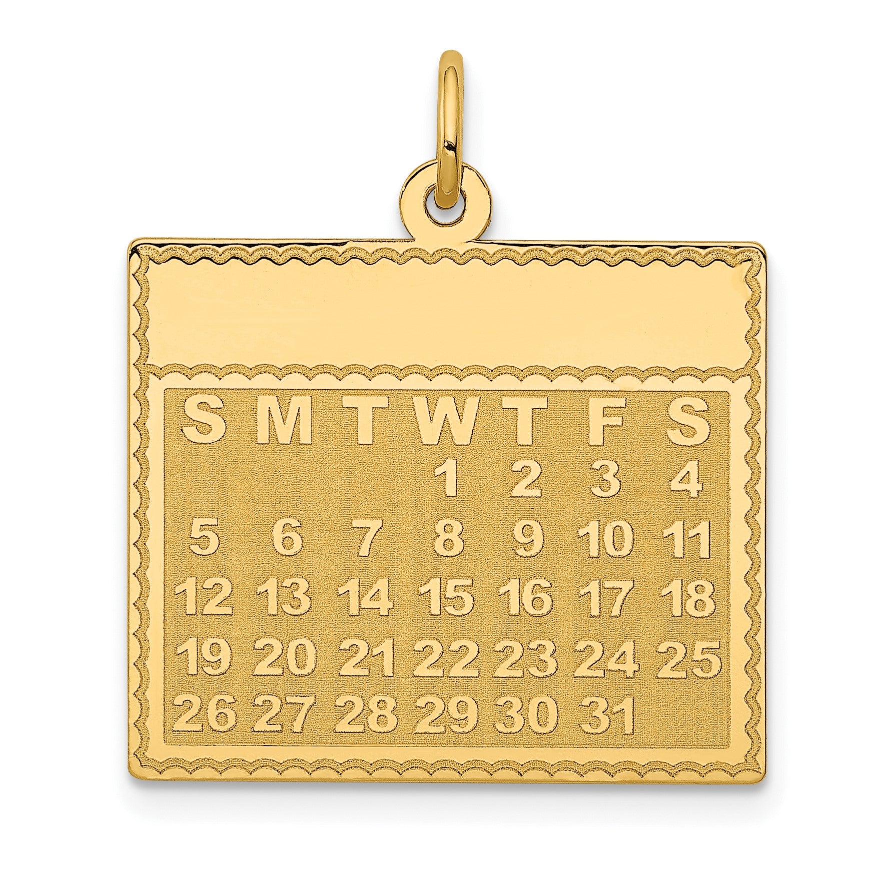 14k Wednesday the First Day Engravable Calendar Pendant