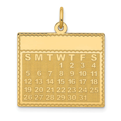 14k Wednesday the First Day Engravable Calendar Pendant