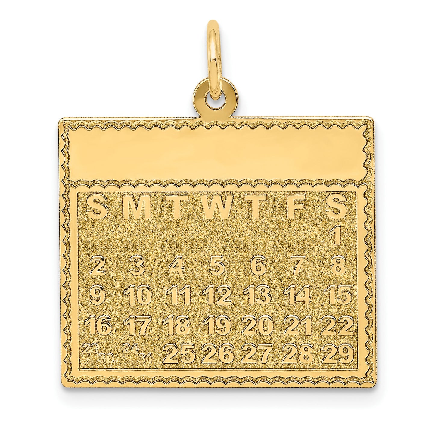 14k Saturday the First Day Engravable Calendar Pendant