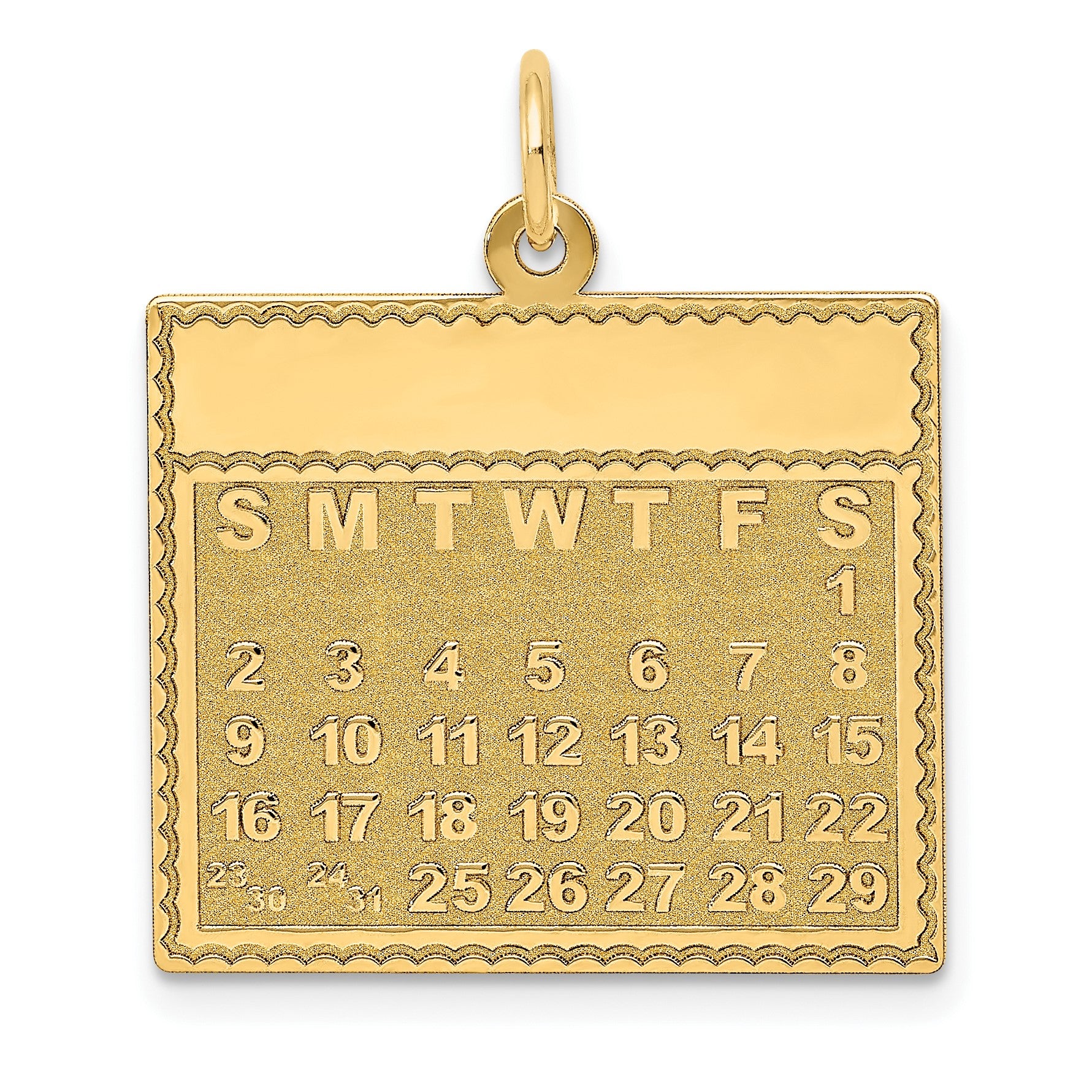 14k Saturday the First Day Engravable Calendar Pendant