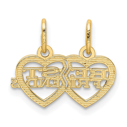 14k Double Heart BEST FRIENDS 2-Piece Break-apart Charm