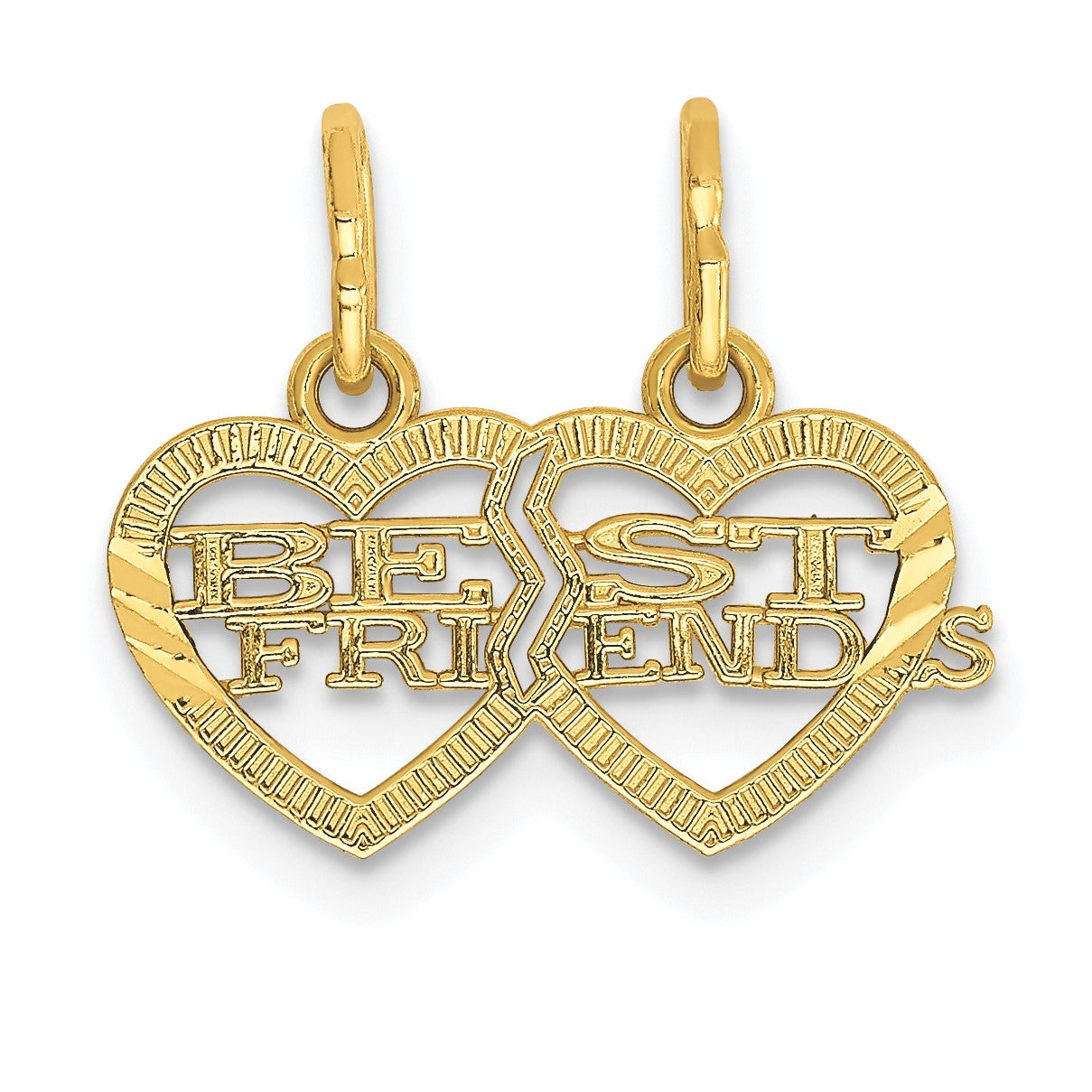 14k Double Heart BEST FRIENDS 2-Piece Break-apart Charm